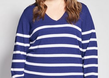 Πλεκτή μπλούζα ριγέ σε ναυτικό στυλ -  - 