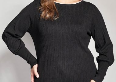 Πλεκτή μπούζα ριπ διχρωμία στη λαιμόκοψη -  - 