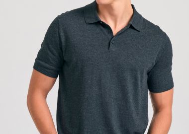 Πλεκτή polo μπλούζα σε μελανζέ πλέξη - FUNKY BUDDHA - 