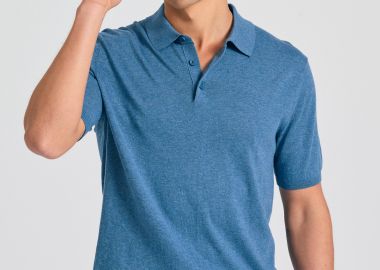 Πλεκτή polo μπλούζα σε μελανζέ πλέξη - FUNKY BUDDHA - 