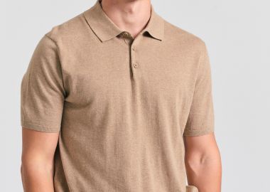 Πλεκτή polo μπλούζα σε μελανζέ πλέξη - FUNKY BUDDHA - 