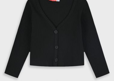 Πλεκτή ζακέτα για κορίτσι - ΜΑΥΡΟ 16-225204-5 - energiers - 