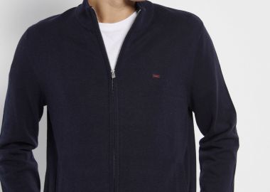 Πλεκτή ζακέτα σε μελανζέ ύφασμα - FUNKY BUDDHA - 