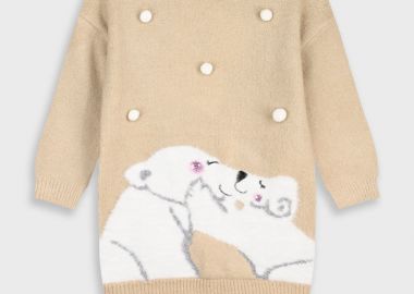 Πλεκτό φόρεμα - ΕΚΡΟΥ ΜΕΛΑΝΖΕ 15-125305-7 - energiers - 