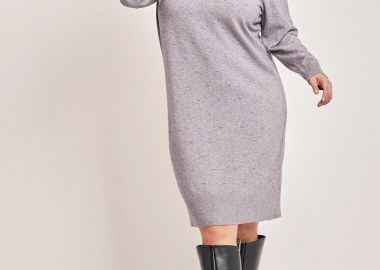 Πλεκτό φόρεμα με ανάγλυφο πουά -  - 