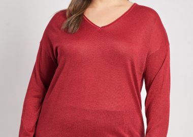 Πλεκτό lurex τοπ με V -  - 