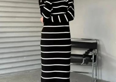 ΠΛΕΚΤΟ ΜΑΚΡΥ ΦΟΡΕΜΑ - STRIPE - sense-shop - 