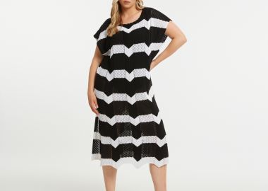 Πλεκτό midi φόρεμα με ρίγες - MAT FASHION - 