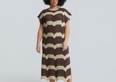 Πλεκτό midi φόρεμα με ρίγες - MAT FASHION - 