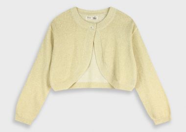 Πλεκτό μπολερό με μεταλιζέ λούρεξ κλωστή για κορίτσι - ΧΡΥΣΟ 16-100200-6 - energiers - 