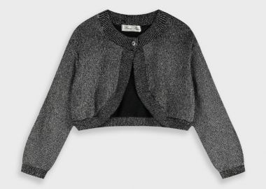 Πλεκτό μπολερό με μεταλιζέ λούρεξ κλωστή για κορίτσι - ΜΑΥΡΟ 16-100200-6 - energiers - 