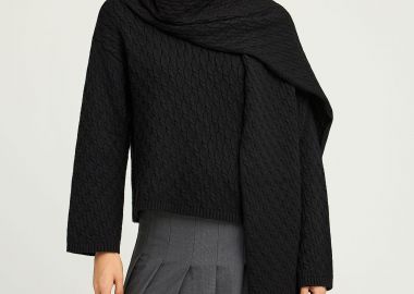 Πλεκτό πουλόβερ με ανάγλυφο σχέδιο και κασκόλ - FUNKY BUDDHA - 