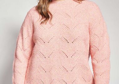 Πλεκτό πουλόβερ με ψηλό λαιμό και ανάγλυφη πλέξη -  - 