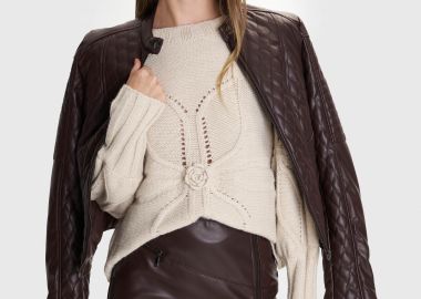 Πλεκτό πουλόβερ με σχέδιο λουλούδι - 5206634991799 -  - 