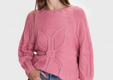 Πλεκτό πουλόβερ με σχέδιο λουλούδι - 5206634991850 -  - 