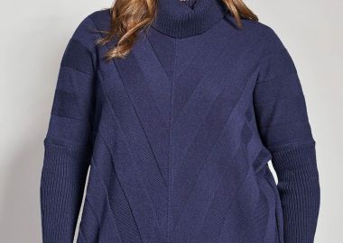 Πλεκτο πουλόβερ ζιβάγκο με ανάγλυφη πλέξη σε άνετη γραμμή -  - 