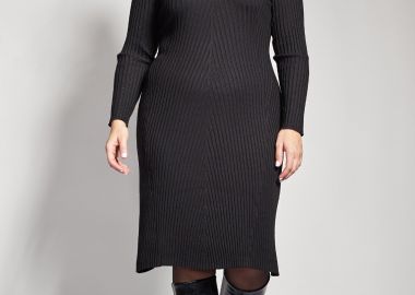 Πλεκτό ριπ φόρεμα με ζιβάγκο -  - 