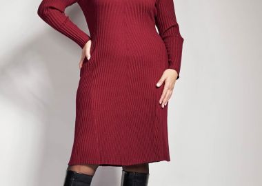 Πλεκτό ριπ φόρεμα με ζιβάγκο -  - 