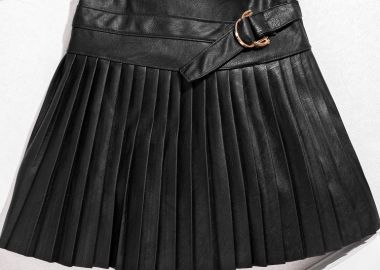 ΠΛΙΣΕ ΔΕΡΜΑΤΙΝΗ ΜΑΥΡΗ ΦΟΥΣΤΑ- JANINE -  - 