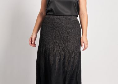 Πλισέ πλεκτή φούστα μίντι με lurex -  - 