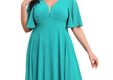 plus size αέρινο φόρεμα Brenda aqua - PerfectDress.gr - 