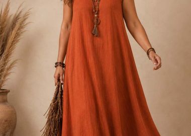 plus size maxi φόρεμα Sonya rust - PerfectDress.gr - 