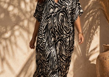 plus size silk feel φόρεμα Beliz zebra - PerfectDress.gr - 