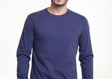 Polo Ralph Lauren ανδρική μπλούζα μονόχρωμη με contrast κεντημένο λογότυπο - 710671468055 Μπλε Σκούρο - POLO RALPH LAUREN - 