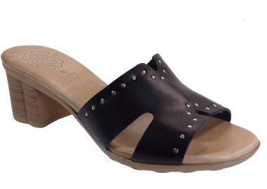 Porronet Shoes Γυναικεία Δερμάτινα Παντόφλες FI2625 Μαύρο - Porronet - 