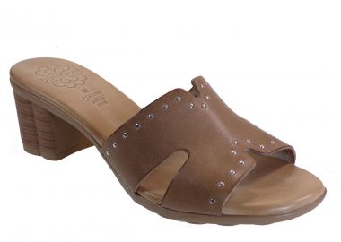 Porronet Shoes Γυναικεία Δερμάτινα Παντόφλες FI2625 Ταμπά - Porronet - 