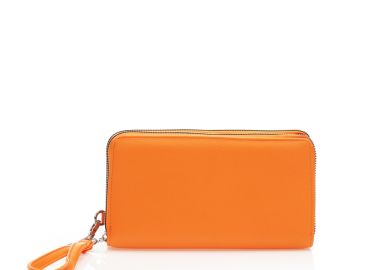 Πορτοφόλι πορτοφόλι δερματίνη με διπλό φερμουάρ και λουράκι ΠΟΡΤΟΚΑΛΙ - Tsoukalas - 