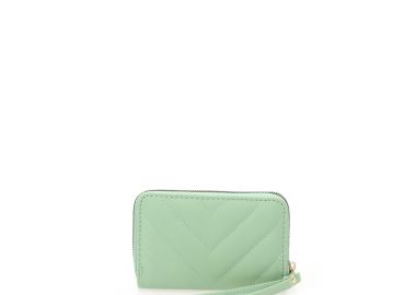 Πορτοφόλι πράσινο δερματίνη καπιτονέ σχέδιο V με φερμουάρ ΠΡΑΣΙΝΟ - Tsoukalas - 