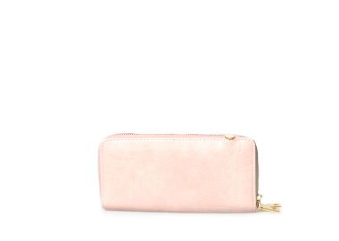 Πορτοφόλι ροζ δερματίνη με φερμουάρ ΡΟΖ - Tsoukalas - 