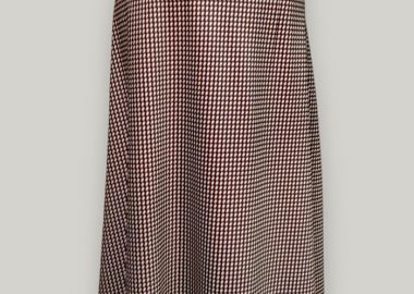 πουά σατέν φούστα Dorothy καφέ - PerfectDress.gr - 