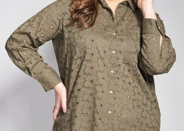 Πουκαμίσα βαμβακερή μπροντερί -  - 