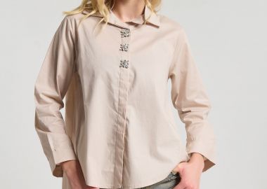 Πουκάμισο Ασύμμετρο Με Διακοσμητικά Κουμπιά -  - 