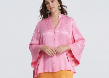 Πουκάμισο βισκόζη V με ανάγλυφη υφή - MAT FASHION - 