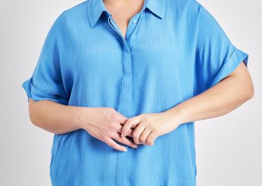 Πουκάμισο βισκόζης boxy με ρεβέρ στα μανίκια -  - 