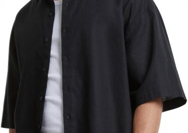 Πουκάμισο Boxy Cotton Linen TB6608 Urban Classics Black - Urban Classics - 