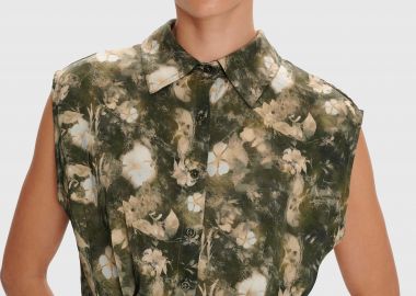 Πουκάμισο cropped φλοράλ σατέν υφή - 5206634848741 -  - 