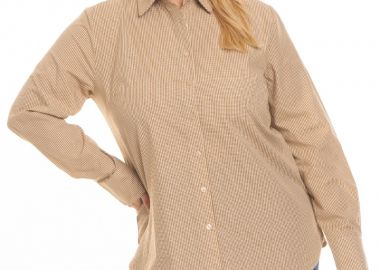 Πουκάμισο καρό σε κλασσική γραμμή σε καφέ χρώμα -  - 