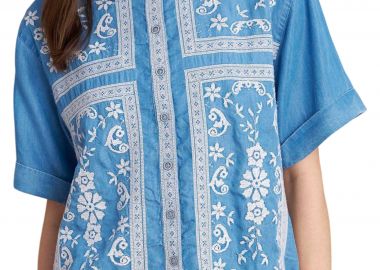 Πουκάμισο Κοντομάνικο Attrattivo Με Κεντήματα 9922960-LIGHT BLUE Γυναικείο - Attrattivo - 