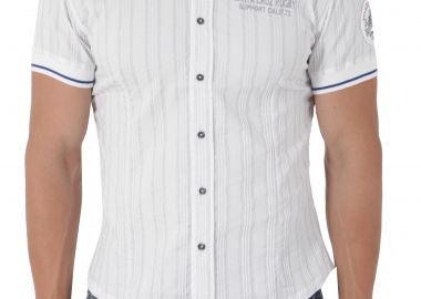 Πουκάμισο Κοντομάνικο Clink Jeans London Με Ρίγες 005149F-WHITE Ανδρικό - Clink Jeans London - 