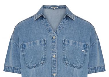 Πουκάμισο Κοντομάνικο Funky Buddha Με Denim Όψη FBL013-120-05-LT BLUE Γυναικείο - Funky Buddha - 