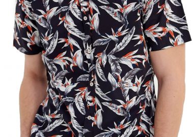 Πουκάμισο Κοντομάνικο Funky Buddha Resort FBM005-070-05-NAVY Ανδρικό - Funky Buddha - 