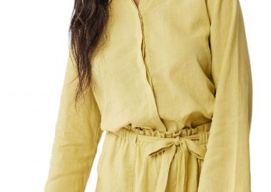 Πουκάμισο Κοντομάνικο Mexx Linen blouse with split in sleeve MF006103641W-Mid Yellow Γυναικείο - Mexx - 