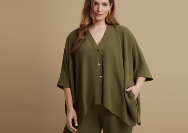 Πουκάμισο κρεπ airwashed με ασυμμετρία - MAT FASHION - 