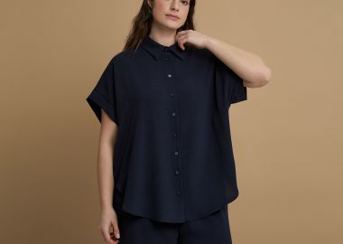 Πουκάμισο κρεπ airwashed με στρογγυλό τελείωμα - MAT FASHION - 