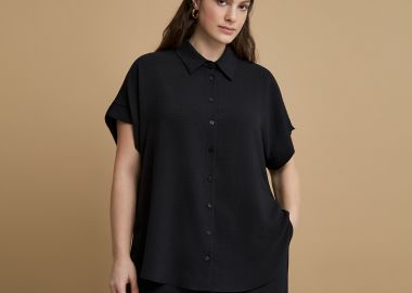 Πουκάμισο κρεπ airwashed με στρογγυλό τελείωμα - MAT FASHION - 