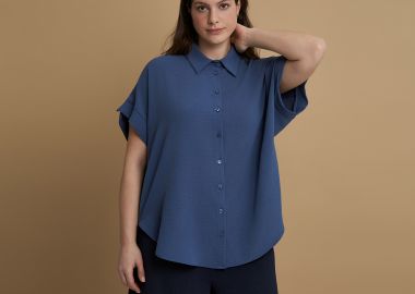 Πουκάμισο κρεπ airwashed με στρογγυλό τελείωμα - MAT FASHION - 